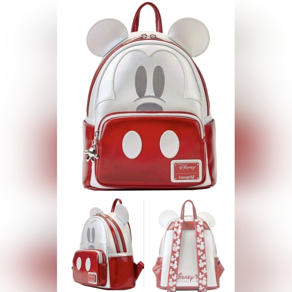 Loungefly Disney100 Platinum Mickey Mouse Cosplay Mini Backpack & Wallet